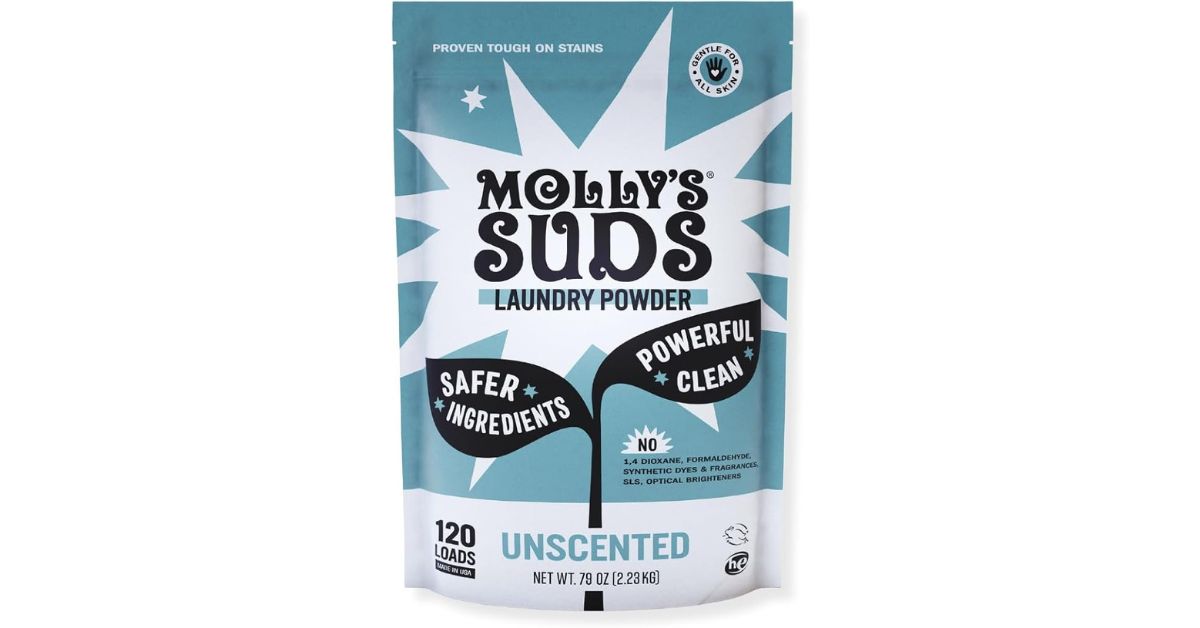 Molly’s Suds Unscented Laundry Powder, hypoallergenic laundry detergent