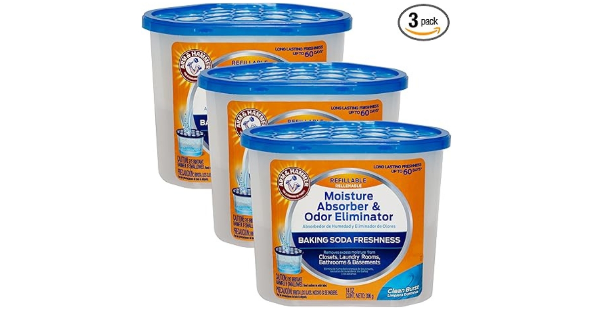 Arm & Hammer Fragrance Free Refillable Moisture Absorber and Odor Eliminator, closet odor eliminator