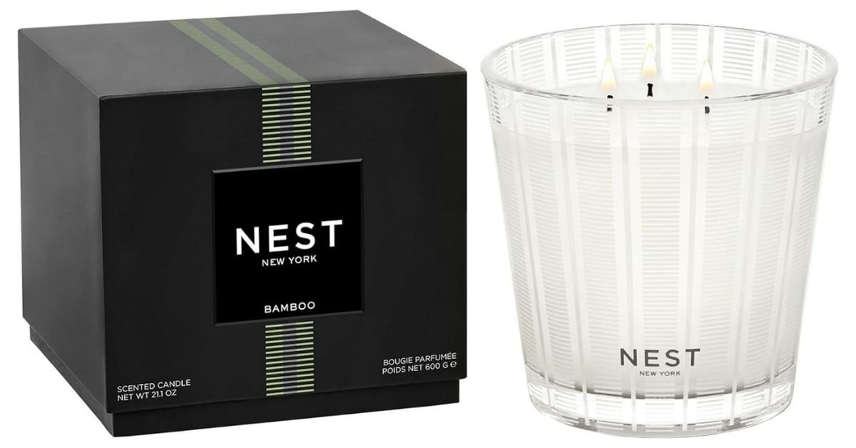NEST New York Bamboo 3-Wick Candle, best scented candles for filling a room