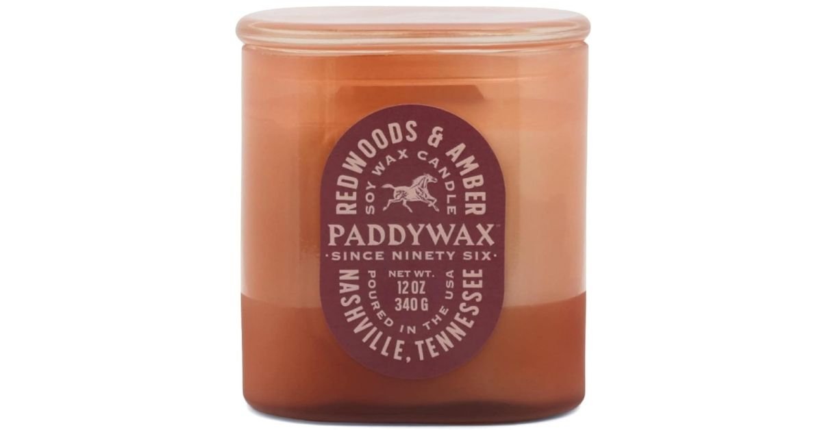 Paddywax Vista Redwoods & Amber 2-Wick Candle (12 oz), best scented candles for filling a room