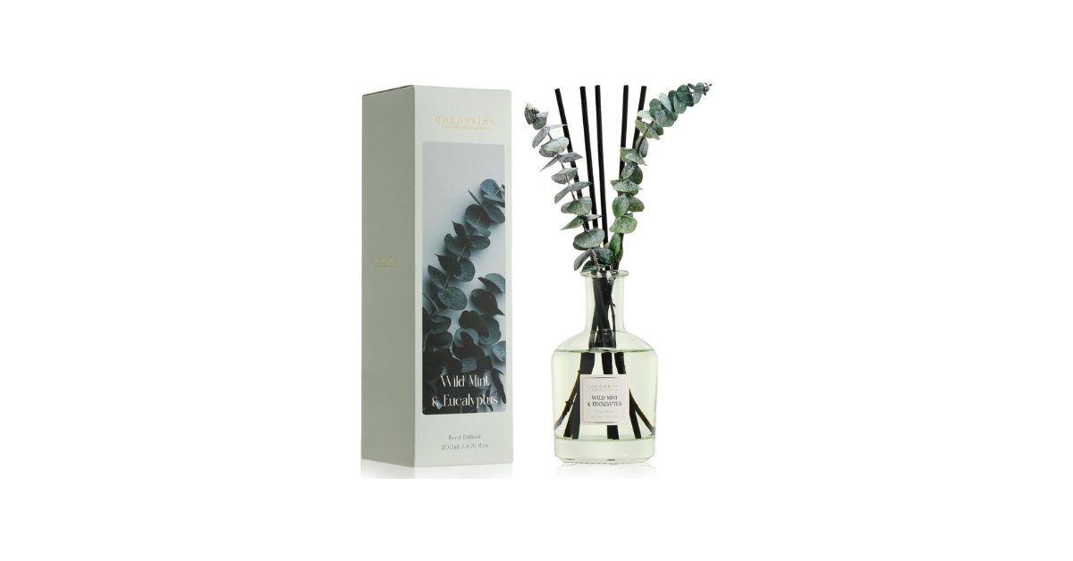 COCORRÍNA Wild Mint & Eucalyptus Reed Diffuser (6.76 fl oz), reed diffusers for large rooms